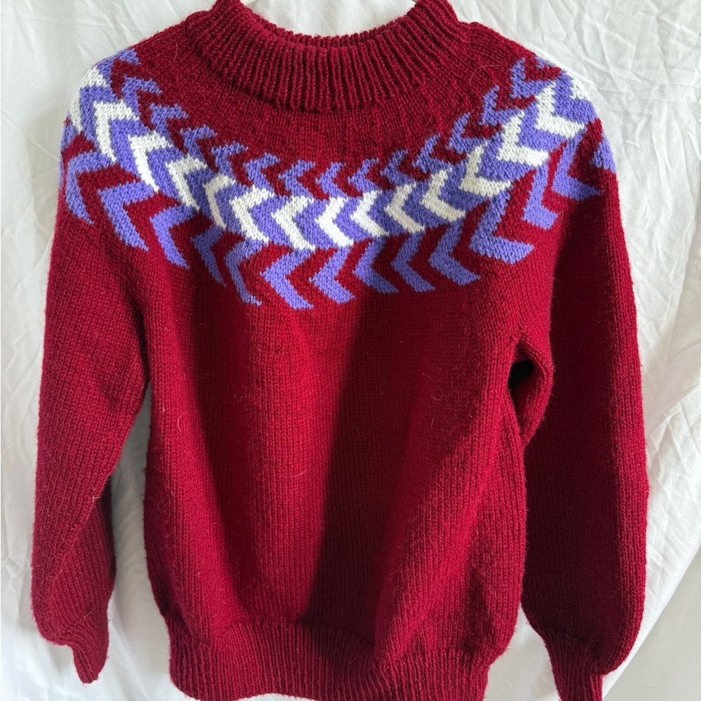 Red Chevron Knit Sweater